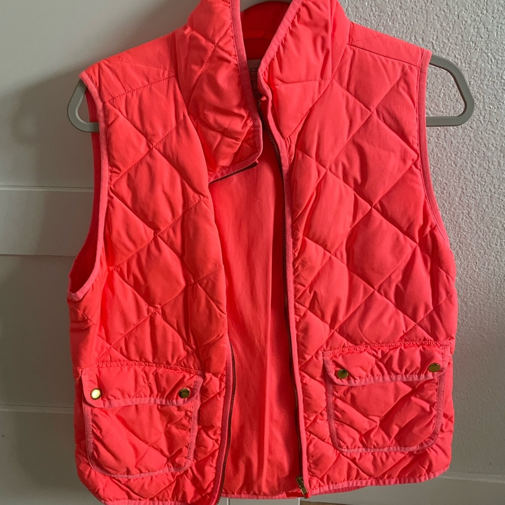 J. Crew Neon Pink Quilted Vest